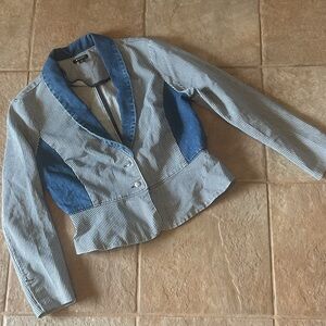 I Heart Ronson Blue and Gray Jean Blazer with spandex size M